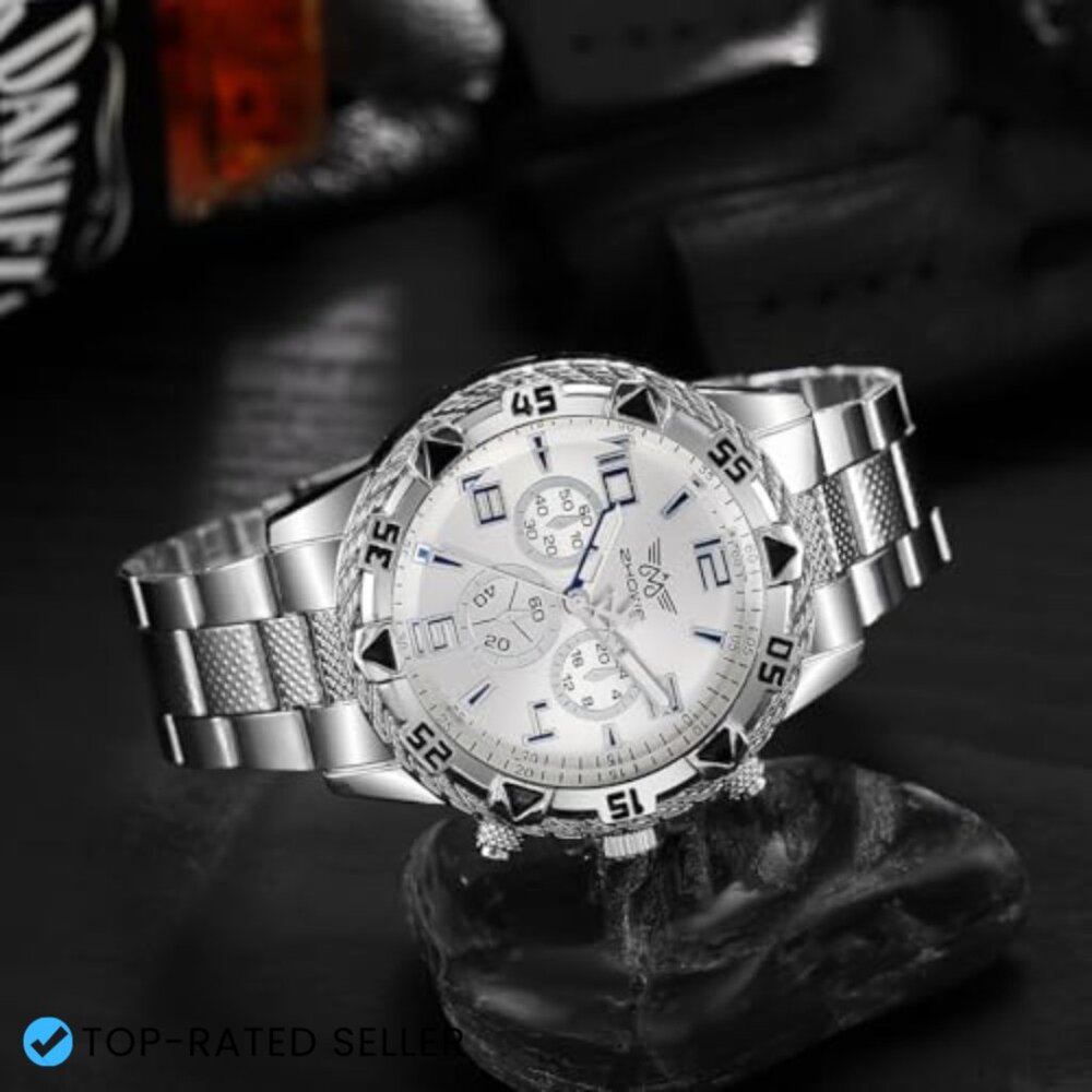 Classic Business Analog Quartz Wristwatch Big Face Stainless Steel Bracelet - Picture 6 of 7